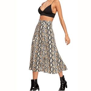 Snake Print Midi Skirt